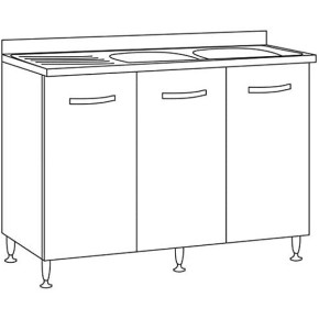 Kit Mobile Sotto Lavello 3 Ante 120 cm Senza Lavello in Legno Bianco da Cucina 2