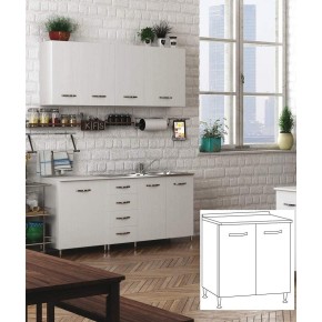 Base per Cucina 80 cm Larghezza in Legno Bianco Dispensa 2 Ante Componibile 2