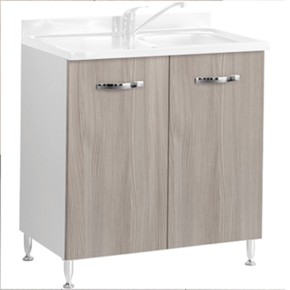 Sotto Lavello per Cucina Componibile in Legno Senza Lavello Larice Grigio 2 Ante