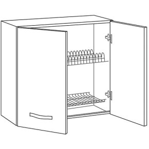Scolapiatti per Cucina Componibile 80 Larghezza in Legno Pensile Larice Grigio 2