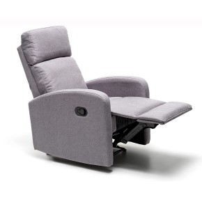 Poltrona Reclinabile Blu in Tessuto Relax Manuale Letto da Salotto Poggiapiedi 2