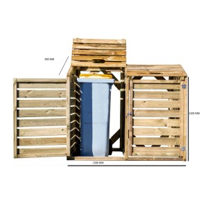 Armadio Basso in Legno 2 Ante Mobile per Secchi Raccolta Differenziata Giardino 2