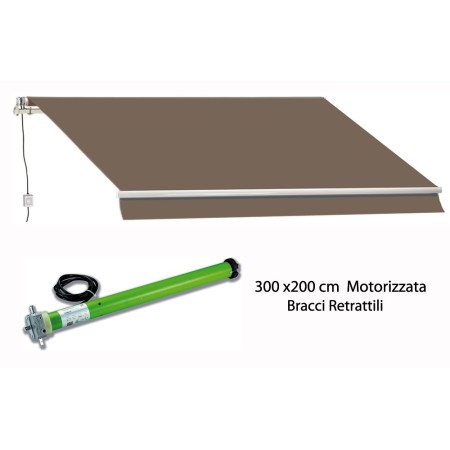 Tenda da Sole 300x200 a Bracci Motorizzata Marrone Motore Elettrica da Esterno