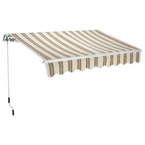 Tenda da Sole 300x200 a Bracci Retrattili Riga Beige Rullo per Esterno Terrazzo
