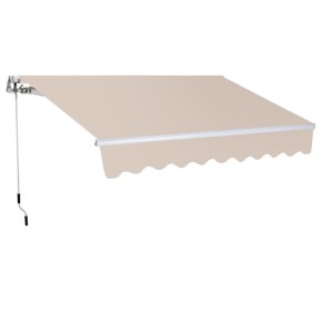 Tenda da Sole a Bracci Retrattili 300x200 Beige con Rullo per Esterno da Balcone