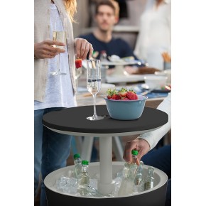 Tavolino in Resina da Cocktail 50x50 Grigio Portaghiaccio Esterno Tondo Piscina 2