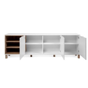 Mobile Credenza 200 cm 3 Ante in Legno Bianco e rovere Naturale Madia Soggiorno 2