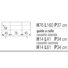 Mobile Madia 3 Ante 3 Cassetti Grigio Ossido Bianco da Soggiorno Credenza Slim 2