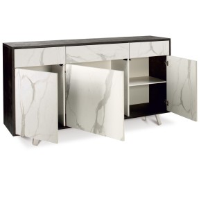 Credenza Madia 3 Ante 3 Cassetti Ossido Bianco Mobile Contenitore da Soggiorno 2