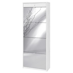 Scarpiera Ossido Bianco 4 Ante a Specchio Ribalta Doppia 20 Paia Cassetto Scarpe