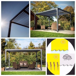 Pergola Bioclimatica 3.6x3 mt in Alluminio Gazebo da Giardino Terrazzo Pergolato 2