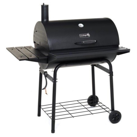 Barbecue a Carbonella Carbone con Affumicatore Coperchio BBQ Griglia Ghisa