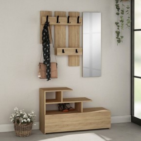 Mobiletto Moderno Rovere da Ingresso Attaccapanni con Specchio Appendiabiti 2