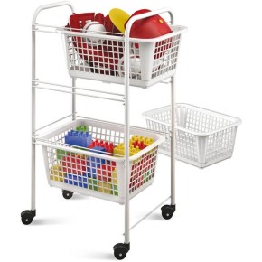 Carrello Organizer 3 Ripiani Scaffale con Ruote Cucina Bagno Ufficio Scorrevole 2