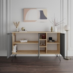 Credenza 3 Ante Antracite e Rovere Mobile Piattaia con Ripiani Soggiorno Sala 2