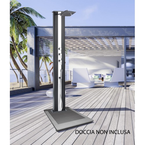 Pedana Base per Doccia Solare da Esterno Giardino 97x75 in Composito Antiscivolo