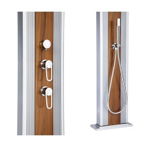 Doccia Solare in Alluminio inox 40 litri Ibrida Acqua Calda da Giardino Esterno 2