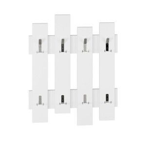 Appendiabiti a Muro in Legno Bianco con Ganci Moderno Mobile ingresso a Parete
