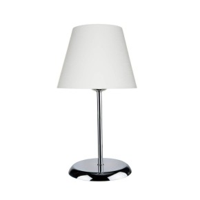 Lampada da Comodino Cromata Paralume in Tessuto E27 Bianco Tavolo Scrivania 