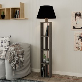 Lampada da Terra con Libreria Legno Paralume Nero Attacco Lampadina E27 Salotto 2