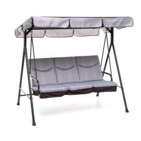 Dondolo 3 Posti Antracite Amaca Seduta Cuscini Tettuccio da Giardino | BricoShop24