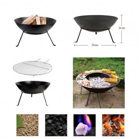 Braciere Portatile Barbecue da Esterno Giardino per Legna Pellet