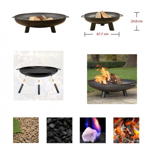 Braciere Portatile Barbecue da Esterno Giardino Tondo per Legna