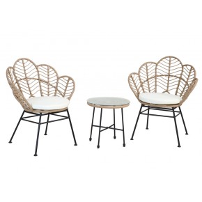 Salotto per Esterno Acciaio Polyrattan 2 Poltrone Tavolino | BricoShop24