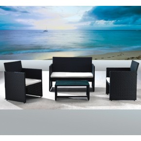 Salotto Polyrattan Esterno Giardino Rattan Sintetico Divano 2 Poltrone Tavolino