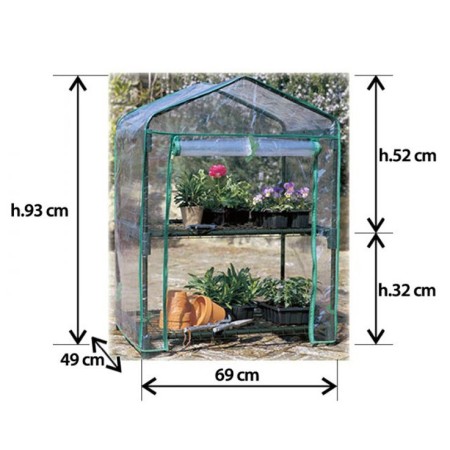 Mini Serra per Piante 2 Ripiani Copertura in PVC da Giardino Balcone Terrazzo
