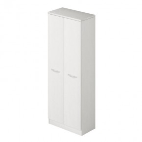 Armadio in Legno 180 cm Portascope con Ripiani Bianco Frassinato Multiuso 2
