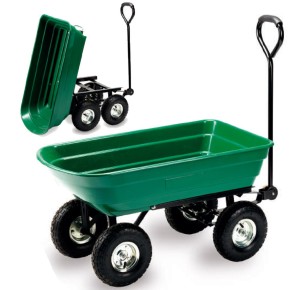 Carrello Portatutto 4 ruote Sterzanti Ribaltabile Carretto da Giardino Rimorchio