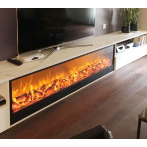 Camino Elettrico da Incasso o Appoggio Lungo 180 cm con Telecomando Led 2