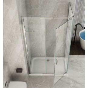 Box Cabina Doccia Anta Battente 70 80 90 100 120 140 Parete Fissa in Cristallo 8 mm