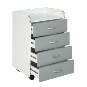 Cassettiera 4 Cassetti Bianco Grigio Ruote Scrivania Comodino Ufficio Cameretta 2