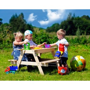 Tavolo da Pic Nic con Sabbiera in Legno per Bambini Tavolino Giardino 2