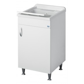 Lavabo Pilozzo Mobile Lavatoio in Legno 50x50 per Lavanderia con Sifone | Bricoshop24