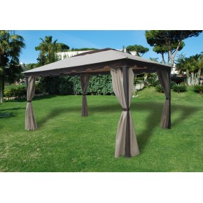 Gazebo in Ferro 3x4 con Tende Pareti Telo Impermeabile da Giardino per Esterno 2