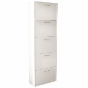 Scarpiera 5 Ante in Legno Design Slim per Entrata Salvaspazio Legno Bianco