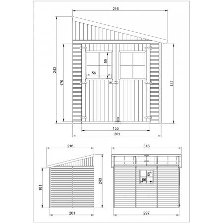 Casetta in Legno da Giardino 3x2 Addossata 3 Pareti a Pannelli 17 mm