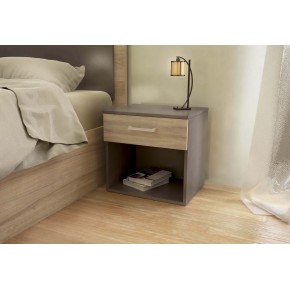 Mobile Comodino in Legno con Cassetto Grigio Olmo per Camera da Letto 2