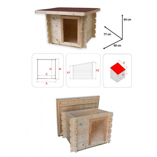Cuccia in Legno per Cani Taglia Piccola da Esterno Giardino Inverno