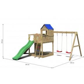 Parco Giochi in Legno da Giardino per Bambini Torretta Altalena Scivolo 2