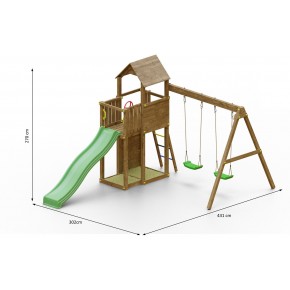 Parco Giochi in Legno per Bimbi da Giardino Altalena Scivolo Arrampicata 2