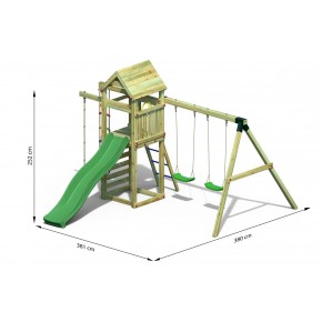 Parco Giochi Bimbi da Giardino in Legno Torretta Altalena Scivolo Corda 2