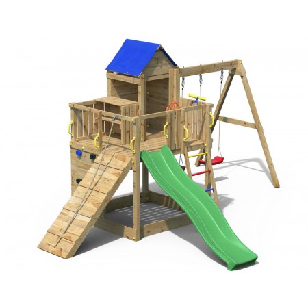 Parco Giochi in Legno da Giardino per Bambini Torretta Altalena Scivolo