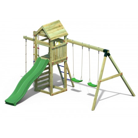 Parco Giochi Bimbi da Giardino in Legno Torretta Altalena Scivolo Corda