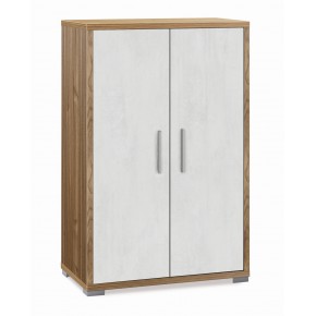 Armadio 2 Ante Noce Ossido Bianco Credenza Multiuso con Ripiani Mobile