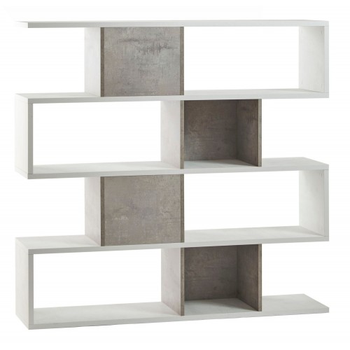 Libreria Modulare Bianco Cemento Moderna Scaffale Mensole Ufficio Studio
