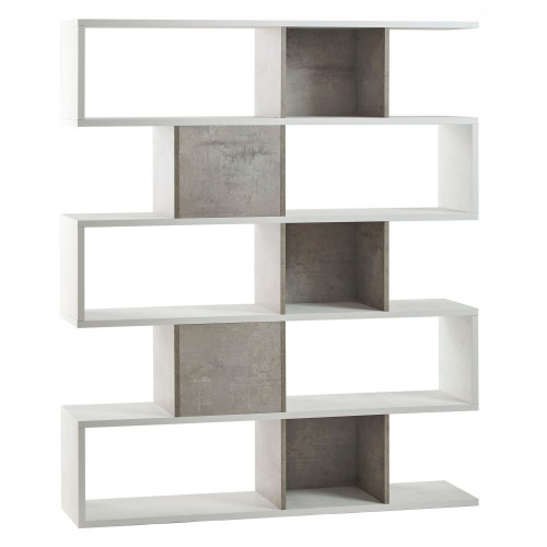 Libreria Modulare Bianco Cemento Giorno Moderna Mensole Scaffale Ufficio